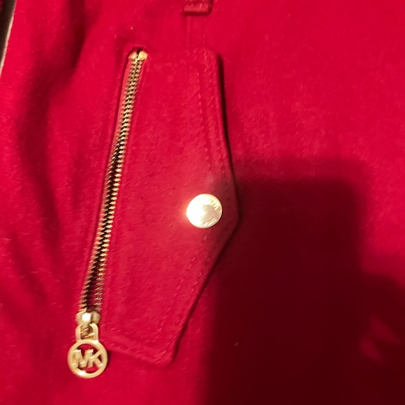 Michael Kors Red Trench Coat with Gold Accents - Picture 5 of 7